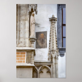 神秘的なポートレートオンオールドタウンホール，ブラチスラヴァ ポスター