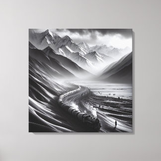 神秘的なマウンテンレール：蒸気機関車のオデッセイ キャンバスプリント