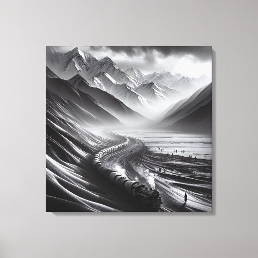 神秘的なマウンテンレール：蒸気機関車のオデッセイ キャンバスプリント (正面)