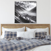 神秘的なマウンテンレール：蒸気機関車のオデッセイ キャンバスプリント (インサイチュ (寝室))