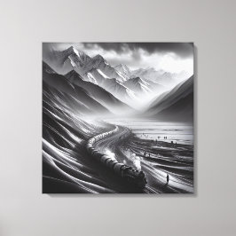 神秘的なマウンテンレール：蒸気機関車のオデッセイ キャンバスプリント