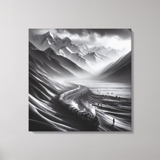 神秘的なマウンテンレール：蒸気機関車のオデッセイ キャンバスプリント (正面)