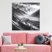 神秘的なマウンテンレール：蒸気機関車のオデッセイ キャンバスプリント (インサイチュ (リビング))