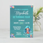 神秘的なマジカルマーメイドの誕生日パーティー 招待状 (スタンド正面)