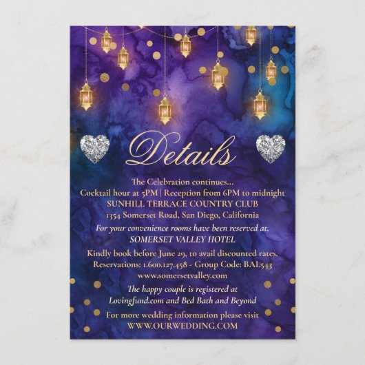 神秘的なマラケシュナイトランタン結婚ズ詳細 エンクロージャーカード (正面)