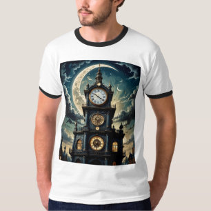 神秘的なミッドナイトクロックタワーTシャツ Tシャツ