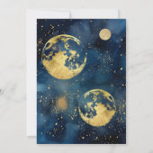 神秘的なミッドナイトブルーとゴールドの水彩ウェディング 招待状 (裏面)