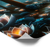 神秘的なムーンガーデン:照明花模様 ポスター (角)