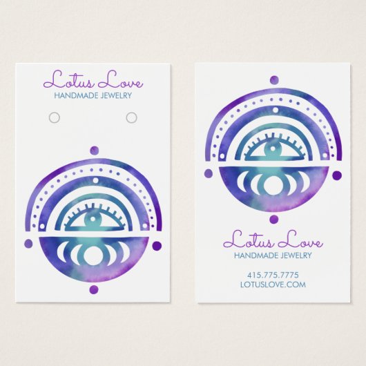 神秘的なムーンズイヤリングネックレスジュエリーディスプレイカード (正面&裏面)