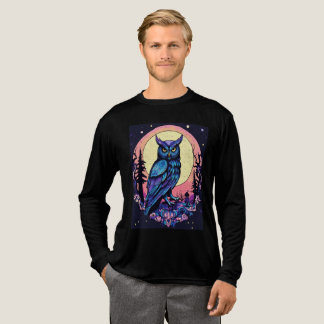 神秘的なムーンフクロウTシャツ魅惑的な夜のスタイル トライブレンドＴシャツ