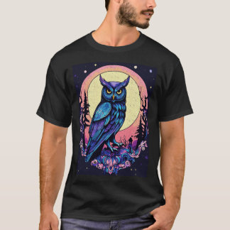 神秘的なムーンフクロウTシャツ魅惑的な夜のスタイル Tシャツ
