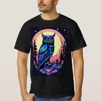神秘的なムーンフクロウTシャツ魅惑的な夜のスタイル Tシャツ