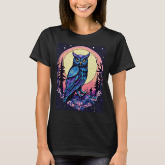 神秘的なムーンフクロウTシャツ魅惑的な夜のスタイル Tシャツ