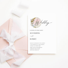 神秘的なムーンボヘミアンピンク結婚式招待状 招待状