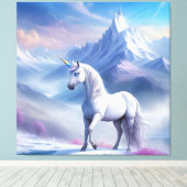 神秘的なユニコーンが魔法のファンタジー世界にいる キャンバスプリント (インサイチュ (ウッドフロア))