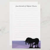 神秘的なユニコーンとライン（紫色の波） 便箋 (正面/裏面)