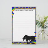 神秘的なユニコーンとライン(虹のハート) 便箋 (スタンド正面)