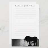 神秘的なユニコーンとライン（金属銀） 便箋 (正面/裏面)