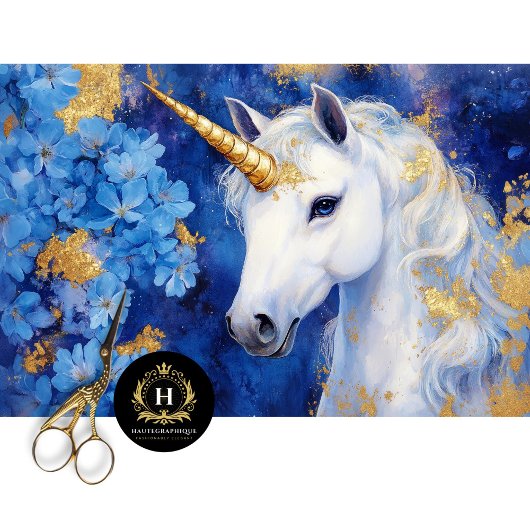 神秘的なユニコーンのデコパージュ 薄葉紙