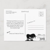 神秘的なユニコーンの感謝 (ブラック スワール) ポストカード (裏面)