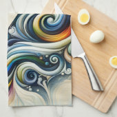 神秘的なユニコーンの渦巻き キッチンタオル (四つ折り)