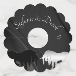 神秘的なユニコーンドリンクラベル（黒い渦巻き） ワイングラスタグ