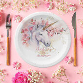神秘的なユニコーンフローラガール3rd誕生日パーティー ペーパープレート