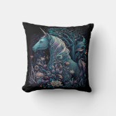神秘的なユニコーン – ファンタジー林 クッション (正面)