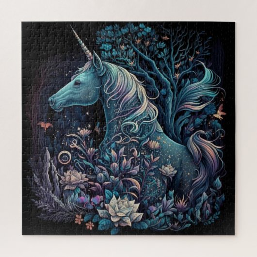 神秘的なユニコーン – ファンタジー林 ジグソーパズル (縦)
