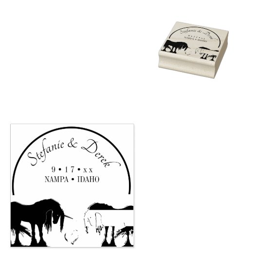 神秘的なユニコーン(黒い渦巻き) ラバースタンプ (押印)