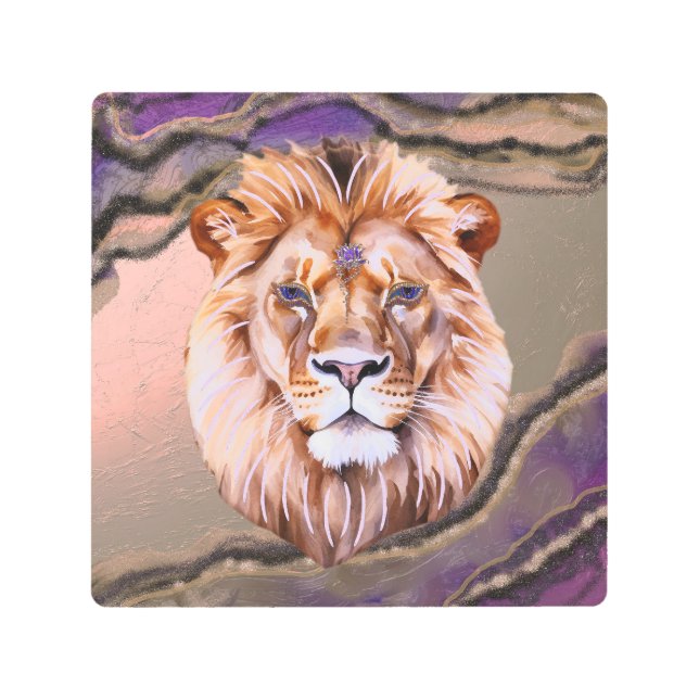 神秘的なライオン2 メタルプリント (正面)