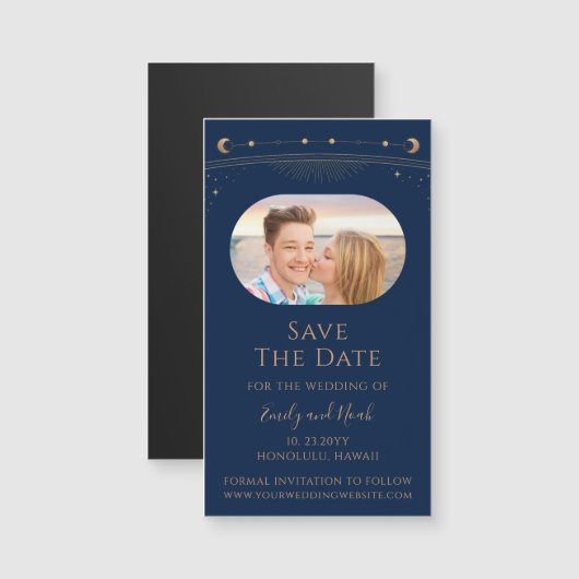 神秘的なラベンダーピンクの太陽の月の星の日付を保存 (正面/裏面)