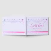 神秘的なラベンダーピンクサンムーンスター結婚ズ ゲストブック (全面)