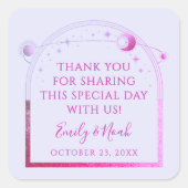 神秘的なラベンダーピンクサンムーンスター結婚ズ スクエアシール (正面)