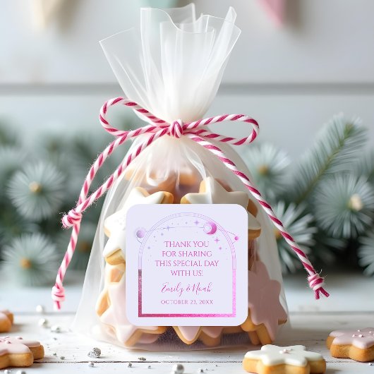 神秘的なラベンダーピンクサンムーンスター結婚ズ スクエアシール