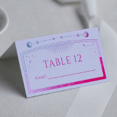 神秘的なラベンダーピンクサンムーンスター結婚ズ プレイスカード