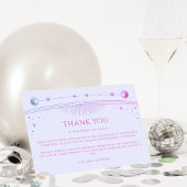 神秘的なラベンダーピンクサンムーンスター結婚フォト サンキューカード