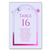 神秘的なラベンダーピンクサンムーン天文学結婚の テーブルナンバー (正面)