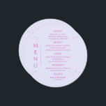 神秘的なラベンダーピンクサンムーン宇宙結婚ズ メニュー<br><div class="desc">神秘的なラベンダーピンクサンムーンスター結婚宇宙のカードはパステルラベンダーの背景にピンクと紫の星を配シンプルし、中央にピンクの書道のスクリプトを描いてメニュー詳細を配モダン置する。提供されている文字・ボックスで文字を編集してパーソナライズ。Evco Studioによる設計www.zazzle.com/store/evcostudio</div>