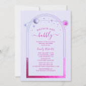 神秘的なラベンダーピンクシナブライダルシャワー 招待状 (正面)