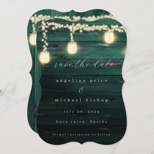 神秘的なランタンの結婚式の日付を保存 招待状 (正面/裏面)