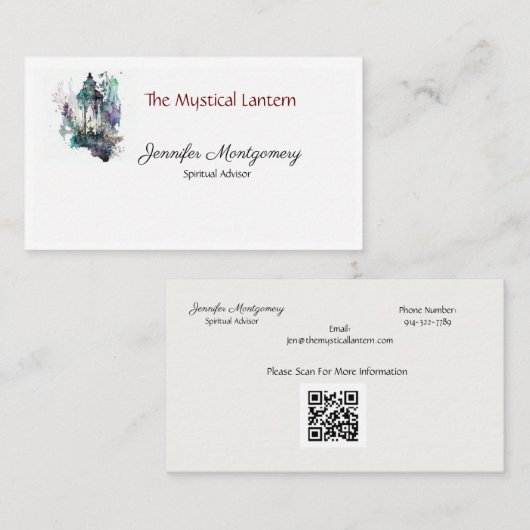 神秘的なランタンスピリチュアルヒーリング 名刺 (正面/裏面)
