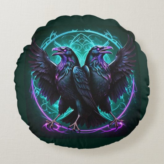 神秘的なラヴェンスダークグリーン ラウンドクッション (正面)