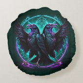 神秘的なラヴェンスダークグリーン ラウンドクッション (裏面)