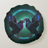 神秘的なラヴェンスダークグリーン ラウンドクッション (裏面)