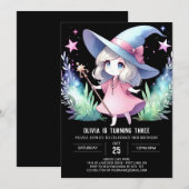 神秘的なリトルウィザード誕生日 招待状 (正面/裏面)