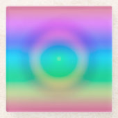 神秘的なレインボーグラデーションアイ ガラスコースター (正面)