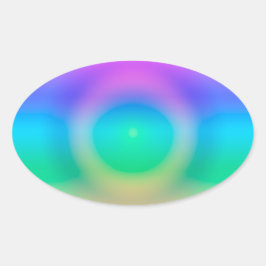 神秘的なレインボーグラデーションアイ 楕円形シール