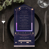 神秘的なレインボーサンスタームーン天文学宇宙 オールインワン招待状