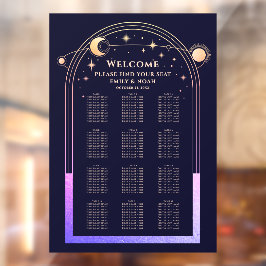 神秘的なレインボーネイビーブルーサンムーンスターズ結婚ズ ウィンドウサイン